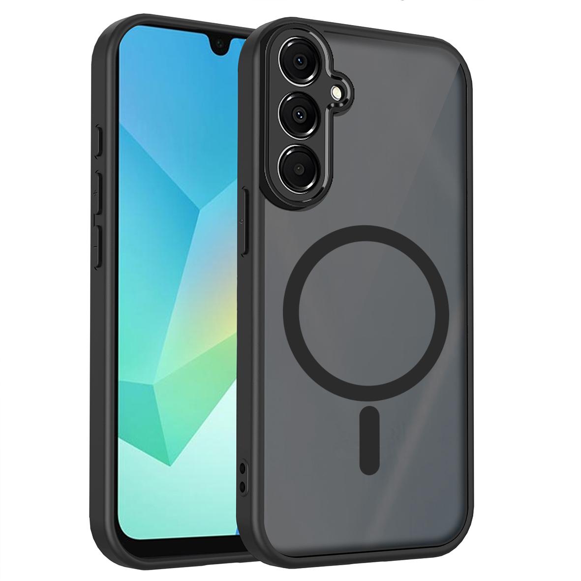 For Galaxy A15 4G / 5G Skin Feel Frosted PC+TPU Magnetic Phone Case - Transparent Black - EDA009695005A