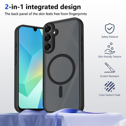 For Galaxy A15 4G / 5G Skin Feel Frosted PC+TPU Magnetic Phone Case - Transparent Black - EDA009695005A