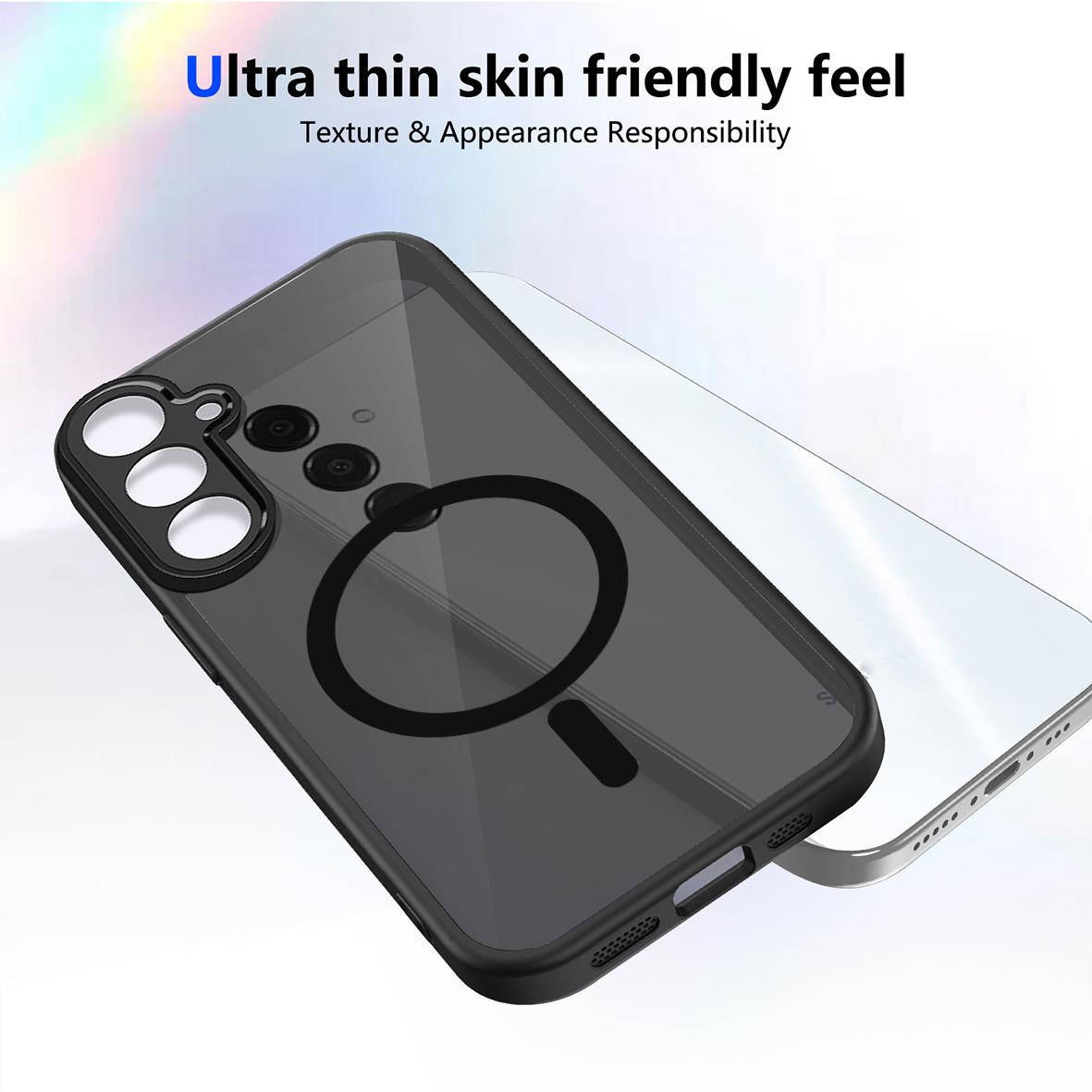 For Galaxy A15 4G / 5G Skin Feel Frosted PC+TPU Magnetic Phone Case - Transparent Black - EDA009695005A