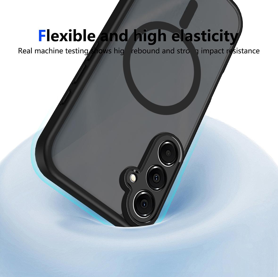 For Galaxy A15 4G / 5G Skin Feel Frosted PC+TPU Magnetic Phone Case - Transparent Black - EDA009695005A