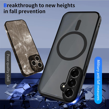 For Galaxy A15 4G / 5G Skin Feel Frosted PC+TPU Magnetic Phone Case - Transparent Black - EDA009695005A