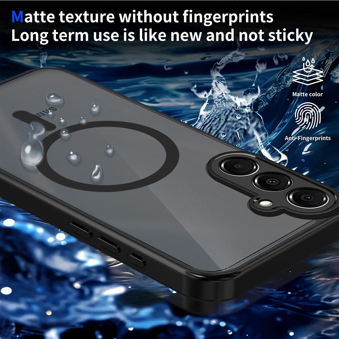 For Galaxy A15 4G / 5G Skin Feel Frosted PC+TPU Magnetic Phone Case - Transparent Black - EDA009695005A