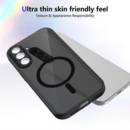 For Galaxy A27 5G Skin Feel Frosted PC+TPU Magnetic Phone Case - Transparent Black - EDA009695011A