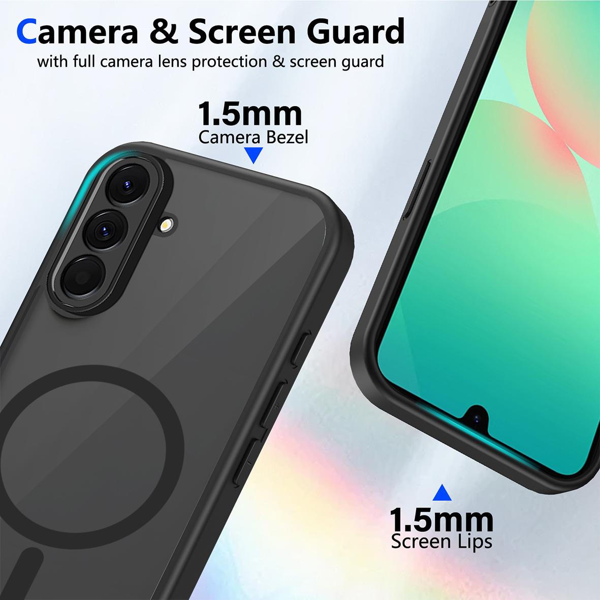 For Galaxy A27 5G Skin Feel Frosted PC+TPU Magnetic Phone Case - Transparent Black - EDA009695011A