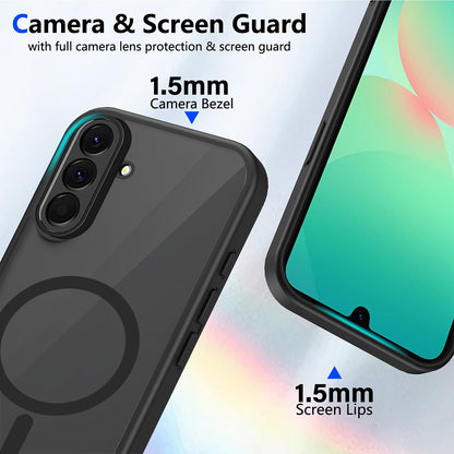 For Galaxy A27 5G Skin Feel Frosted PC+TPU Magnetic Phone Case - Transparent Black - EDA009695011A