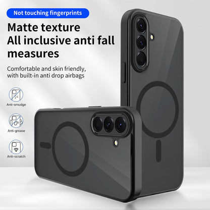 For Galaxy A27 5G Skin Feel Frosted PC+TPU Magnetic Phone Case - Transparent Black - EDA009695011A