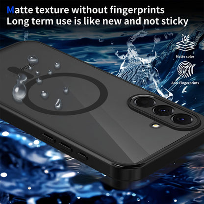 For Galaxy A27 5G Skin Feel Frosted PC+TPU Magnetic Phone Case - Transparent Black - EDA009695011A