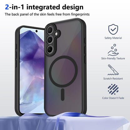For Galaxy A35 5G Skin Feel Frosted PC+TPU Magnetic Phone Case - Transparent Black - EDA009695013A