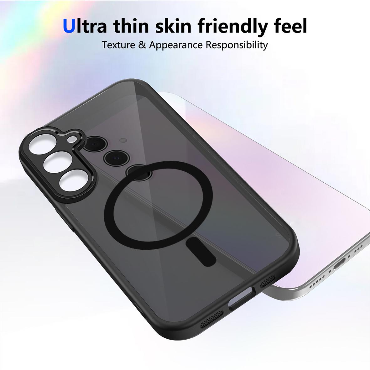 For Galaxy A35 5G Skin Feel Frosted PC+TPU Magnetic Phone Case - Transparent Black - EDA009695013A