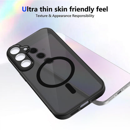 For Galaxy A35 5G Skin Feel Frosted PC+TPU Magnetic Phone Case - Transparent Black - EDA009695013A