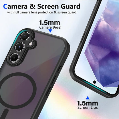 For Galaxy A35 5G Skin Feel Frosted PC+TPU Magnetic Phone Case - Transparent Black - EDA009695013A