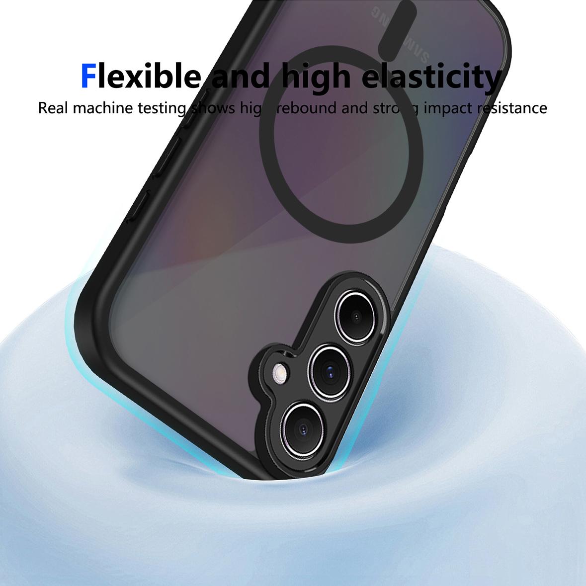 For Galaxy A35 5G Skin Feel Frosted PC+TPU Magnetic Phone Case - Transparent Black - EDA009695013A