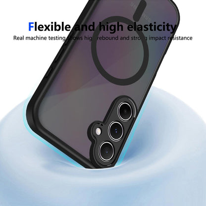 For Galaxy A35 5G Skin Feel Frosted PC+TPU Magnetic Phone Case - Transparent Black - EDA009695013A