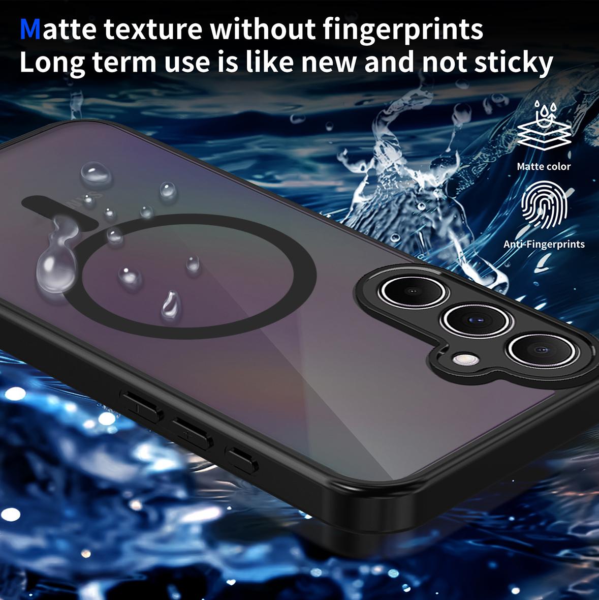 For Galaxy A35 5G Skin Feel Frosted PC+TPU Magnetic Phone Case - Transparent Black - EDA009695013A