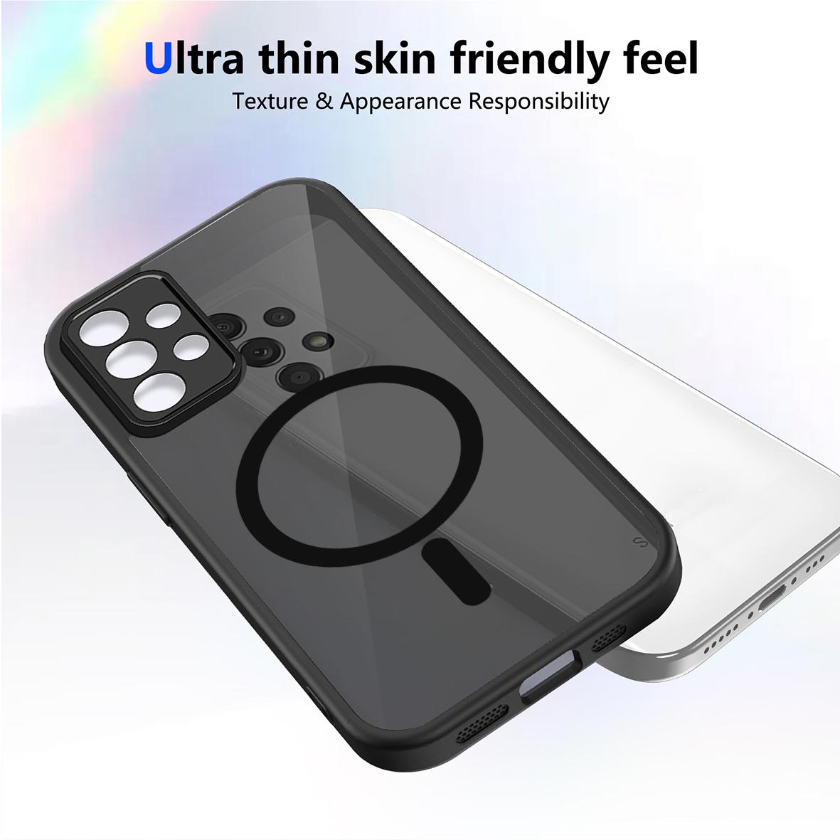 For Galaxy A53 5G Skin Feel Frosted PC+TPU Magnetic Phone Case - Transparent Black - EDA009695016A