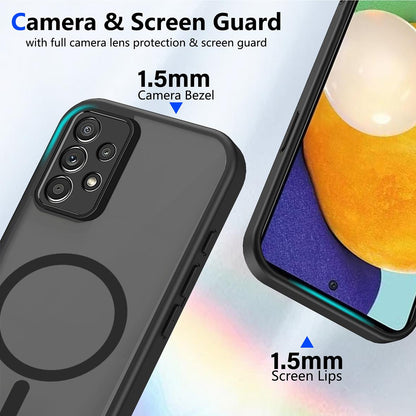 For Galaxy A53 5G Skin Feel Frosted PC+TPU Magnetic Phone Case - Transparent Black - EDA009695016A