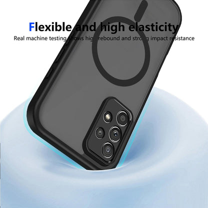 For Galaxy A53 5G Skin Feel Frosted PC+TPU Magnetic Phone Case - Transparent Black - EDA009695016A