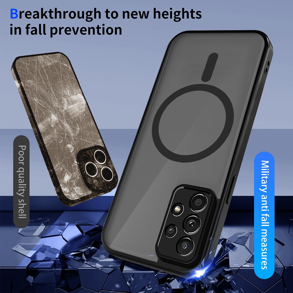 For Galaxy A53 5G Skin Feel Frosted PC+TPU Magnetic Phone Case - Transparent Black - EDA009695016A