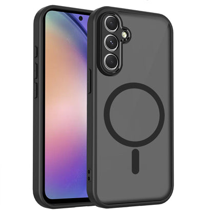 For Galaxy A54 5G Skin Feel Frosted PC+TPU Magnetic Phone Case - Transparent Black - EDA009695017A