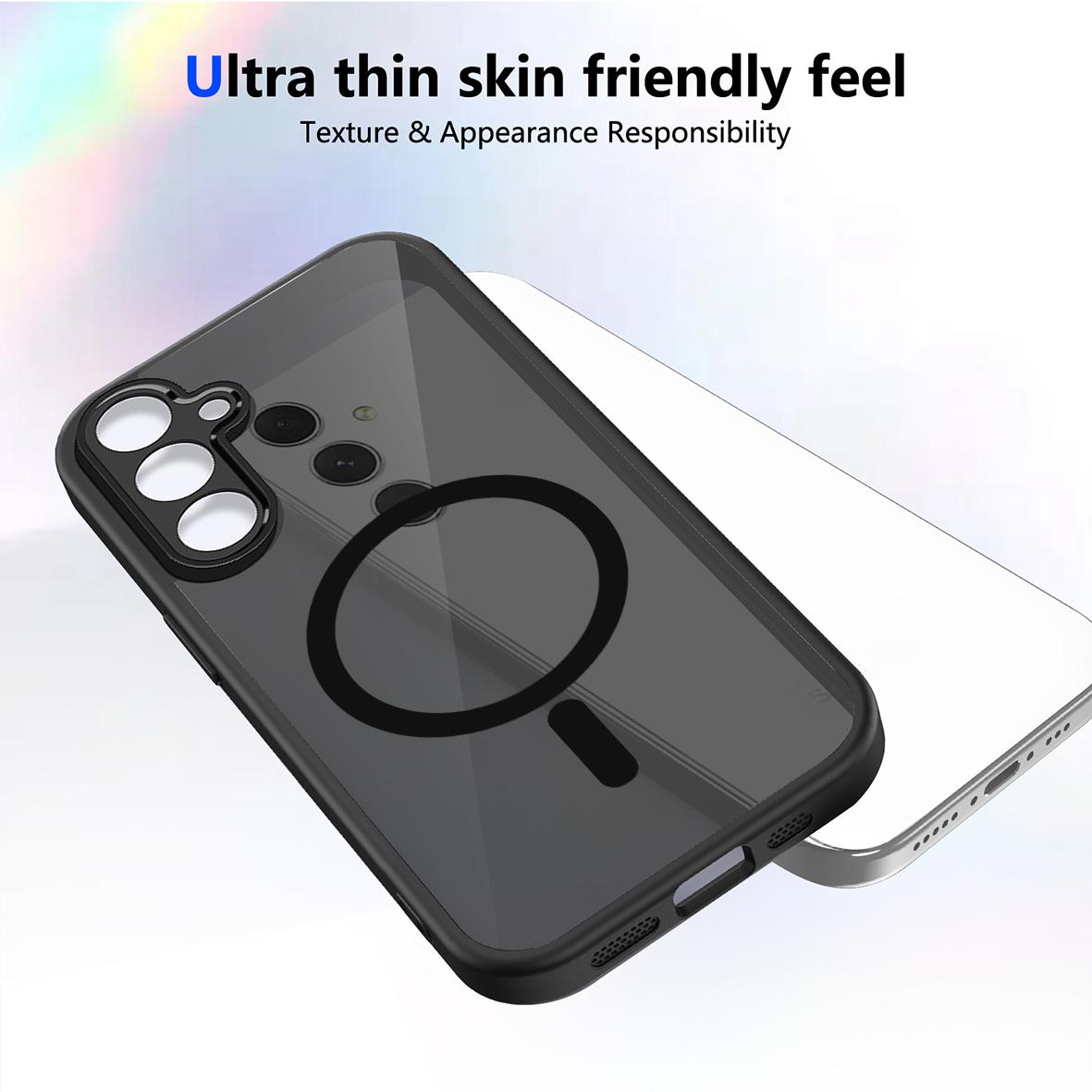 For Galaxy A54 5G Skin Feel Frosted PC+TPU Magnetic Phone Case - Transparent Black - EDA009695017A
