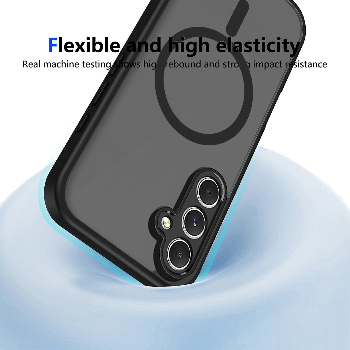 For Galaxy A54 5G Skin Feel Frosted PC+TPU Magnetic Phone Case - Transparent Black - EDA009695017A