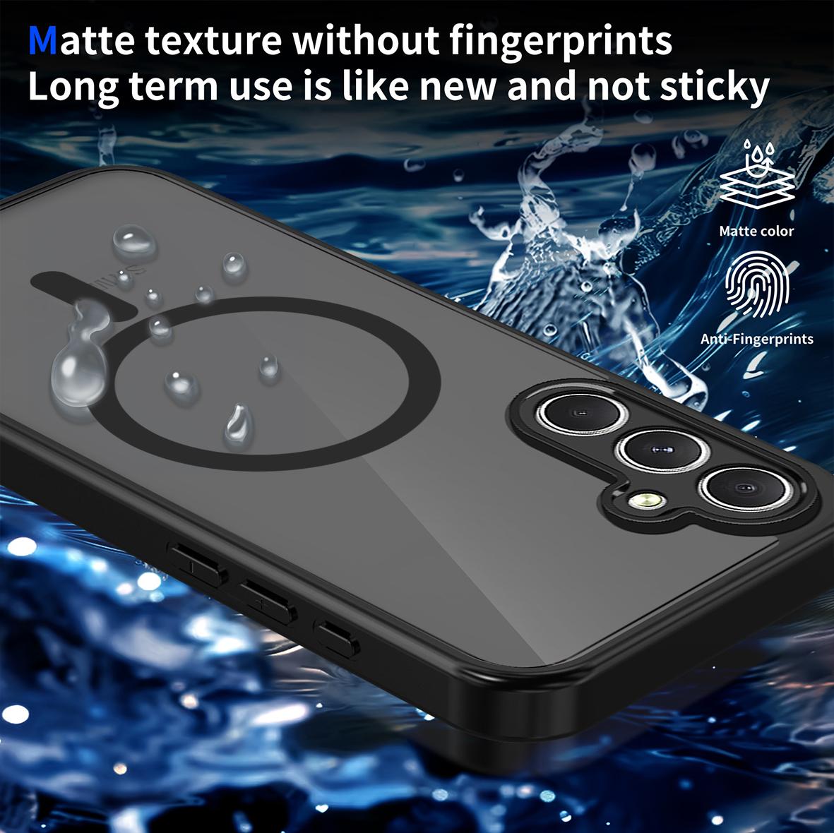 For Galaxy A54 5G Skin Feel Frosted PC+TPU Magnetic Phone Case - Transparent Black - EDA009695017A