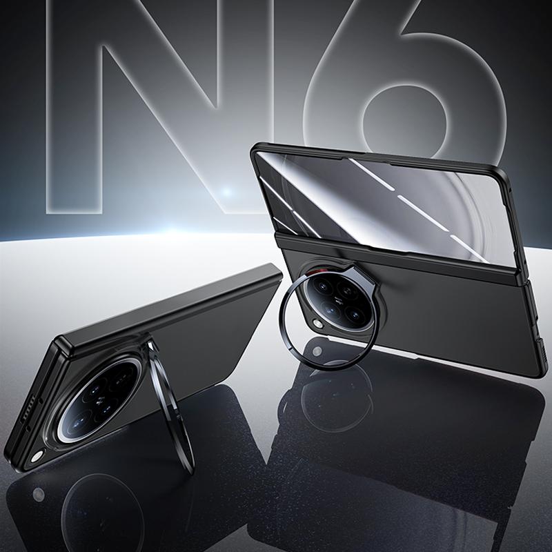 For OPPO Find N6 5G Transparent Lens Holder Hinge Integrated Film Phone Case - Black - EDA009695201A