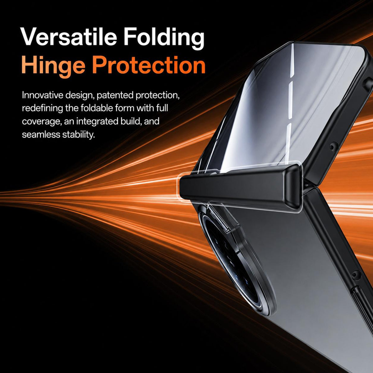 For OPPO Find N6 5G Transparent Lens Holder Hinge Integrated Film Phone Case - Orange - EDA009695201B