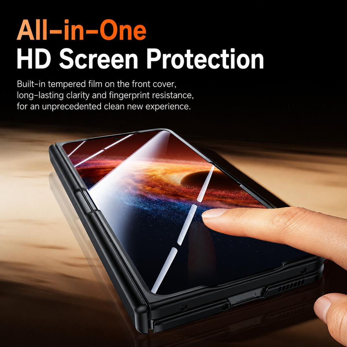 For OPPO Find N6 5G Transparent Lens Holder Hinge Integrated Film Phone Case - Orange - EDA009695201B