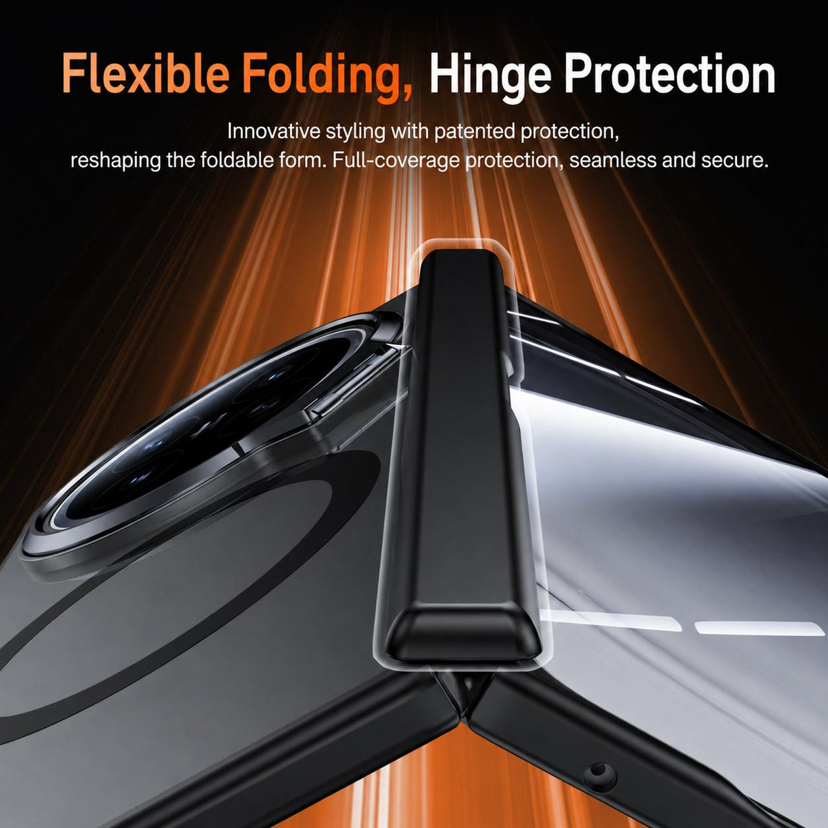 For OPPO Find N6 5G Transparent Lens Holder Hinge Integrated Film Magnetic Ring Phone Case - Black - EDA009695301A