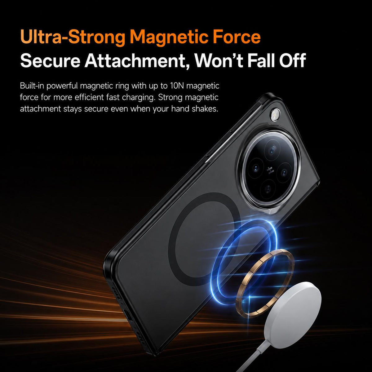 For OPPO Find N6 5G Transparent Lens Holder Hinge Integrated Film Magnetic Ring Phone Case - Black - EDA009695301A