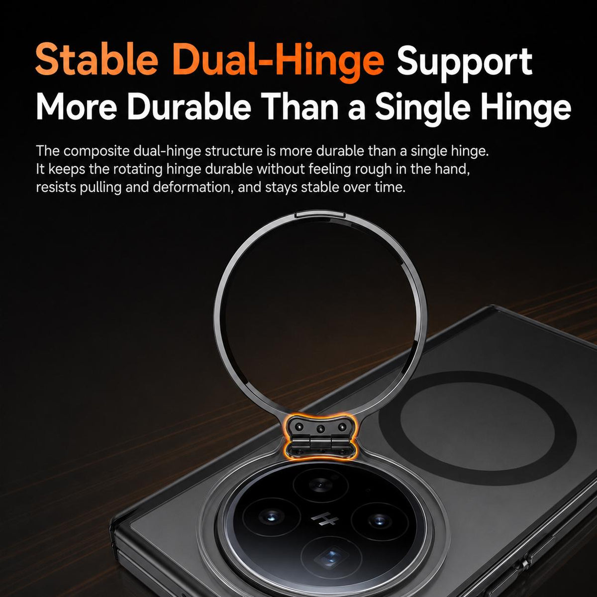 For OPPO Find N6 5G Transparent Lens Holder Hinge Integrated Film Magnetic Ring Phone Case - Black - EDA009695301A