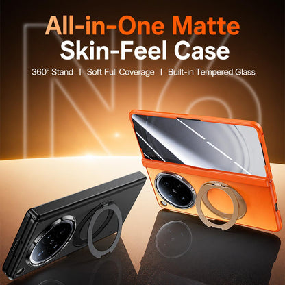 For OPPO Find N6 5G Transparent Hinge Integrated Film 360 Magnetic Ring Holder Phone Case - Black - EDA009695401A