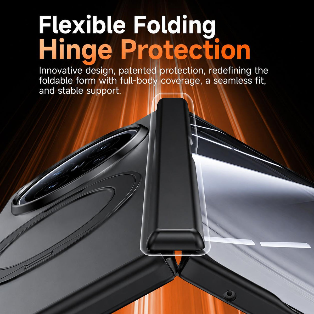 For OPPO Find N6 5G Transparent Hinge Integrated Film 360 Magnetic Ring Holder Phone Case - Black - EDA009695401A