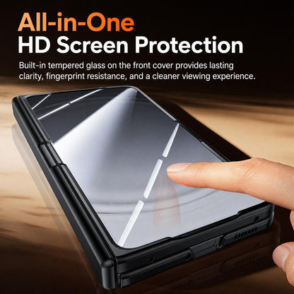 For OPPO Find N6 5G Transparent Hinge Integrated Film 360 Magnetic Ring Holder Phone Case - Black - EDA009695401A