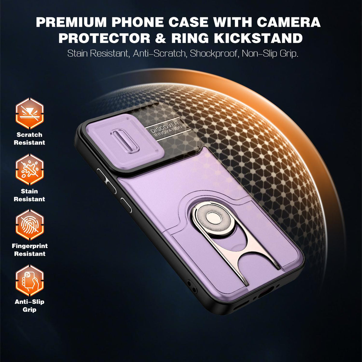 For OPPO Reno16 F 5G Global Sliding Camera Cover 2 in 1 Rotating Holder Air Bag Shockproof Phone Case - Purple - EDA009696105C