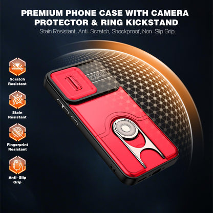 For OPPO Reno16 F 5G Global Sliding Camera Cover 2 in 1 Rotating Holder Air Bag Shockproof Phone Case - Red - EDA009696105D