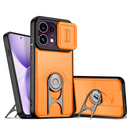 For OPPO Reno16 F 5G Global Sliding Camera Cover 2 in 1 Rotating Holder Air Bag Shockproof Phone Case - Orange - EDA009696105F