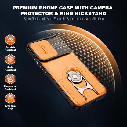 For OPPO Reno16 F 5G Global Sliding Camera Cover 2 in 1 Rotating Holder Air Bag Shockproof Phone Case - Orange - EDA009696105F