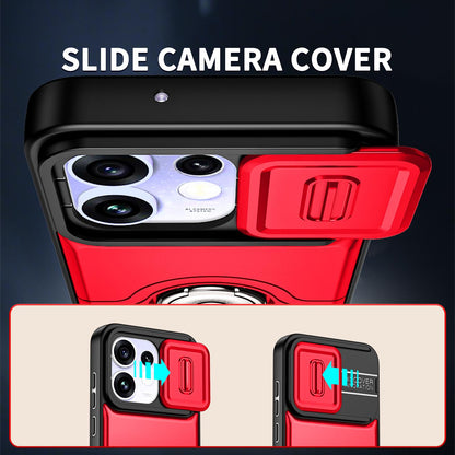 For OPPO Reno16 5G Global Sliding Camera Cover 2 in 1 Rotating Holder Air Bag Shockproof Phone Case - Red - EDA009696106D