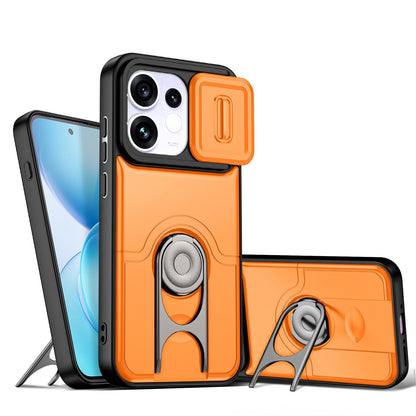 For OPPO Reno16 5G Global Sliding Camera Cover 2 in 1 Rotating Holder Air Bag Shockproof Phone Case - Orange - EDA009696106F