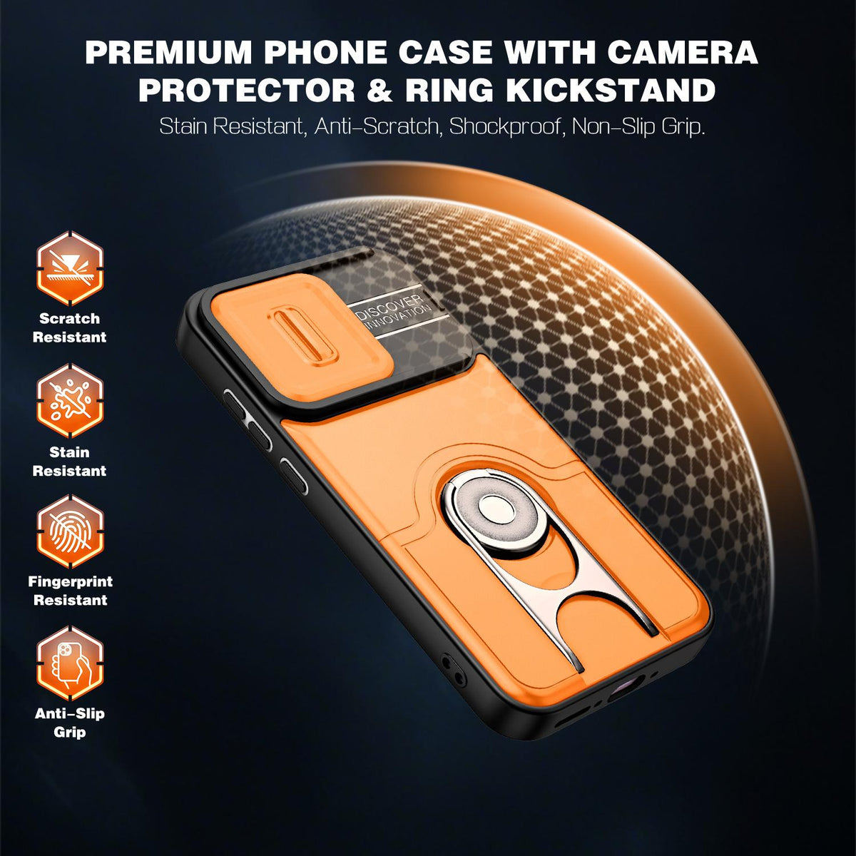 For OPPO Reno16 5G Global Sliding Camera Cover 2 in 1 Rotating Holder Air Bag Shockproof Phone Case - Orange - EDA009696106F