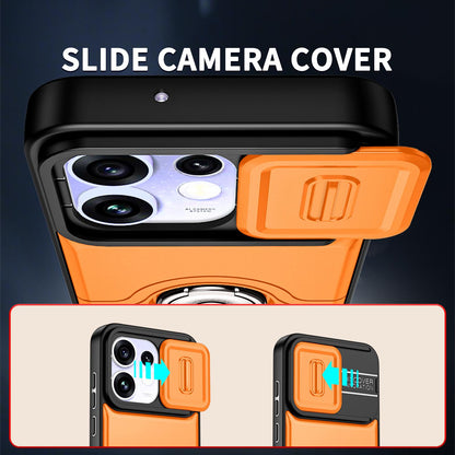 For OPPO Reno16 5G Global Sliding Camera Cover 2 in 1 Rotating Holder Air Bag Shockproof Phone Case - Orange - EDA009696106F