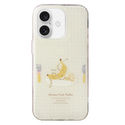 For iPhone 16 Plus Double Layer Frosted Pattern TPU Phone Case - Banana Platter - EDA009696206D