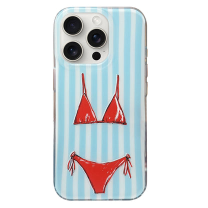 For iPhone 15 Pro Double Layer Frosted Pattern TPU Phone Case - European American Bikinis - EDA009696209C