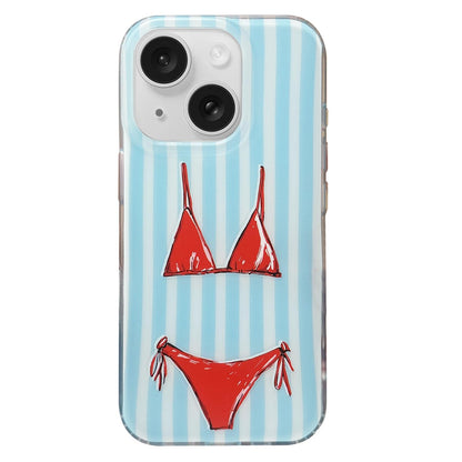 For iPhone 15 Double Layer Frosted Pattern TPU Phone Case - European American Bikinis - EDA009696210C