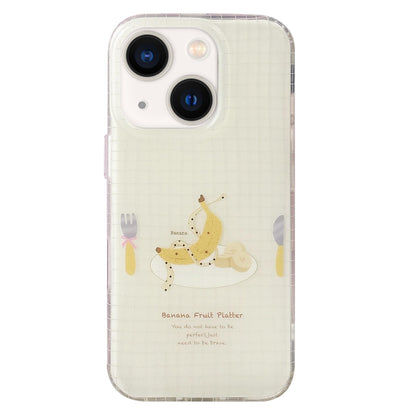 For iPhone 14 Double Layer Frosted Pattern TPU Phone Case - Banana Platter - EDA009696211D