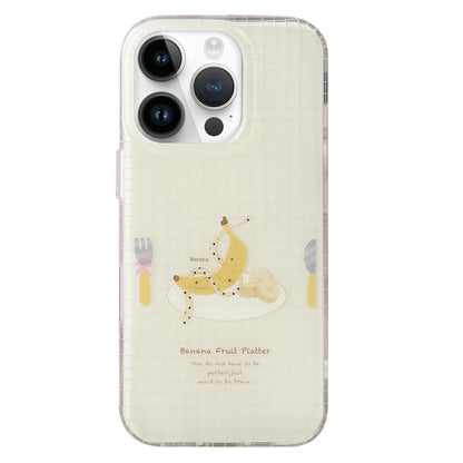 For iPhone 14 Pro Double Layer Frosted Pattern TPU Phone Case - Banana Platter - EDA009696212D
