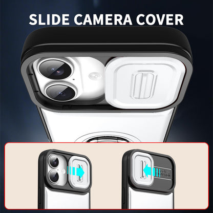 For iPhone 17 Sliding Camera Cover 2 in 1 Rotating Holder Air Bag Shockproof Phone Case - Silvery - EDA009696501A