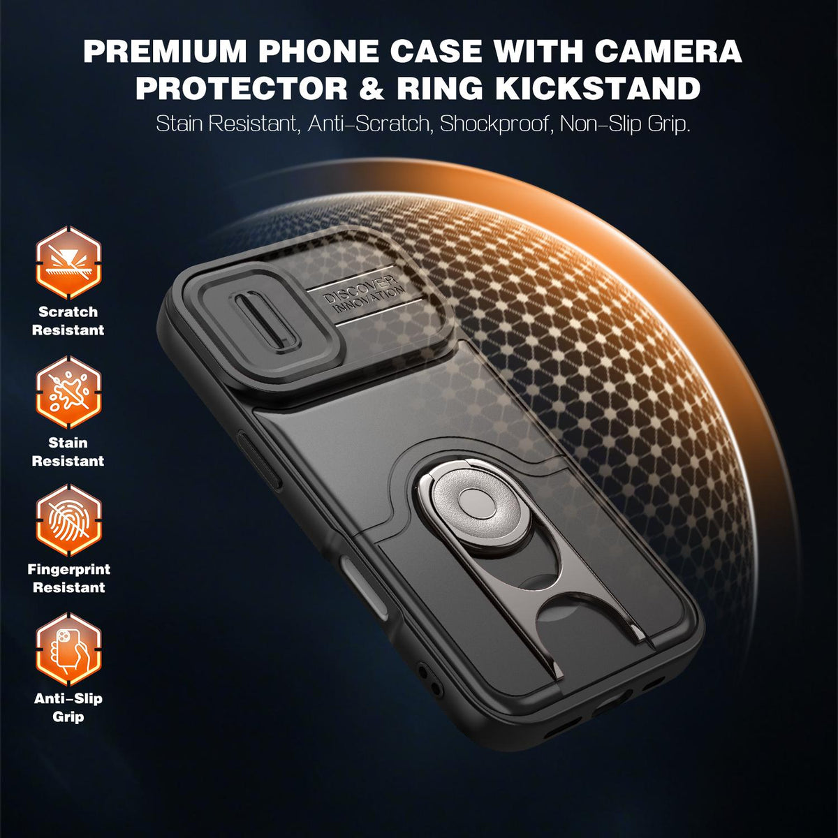 For iPhone 17 Sliding Camera Cover 2 in 1 Rotating Holder Air Bag Shockproof Phone Case - Black - EDA009696501B
